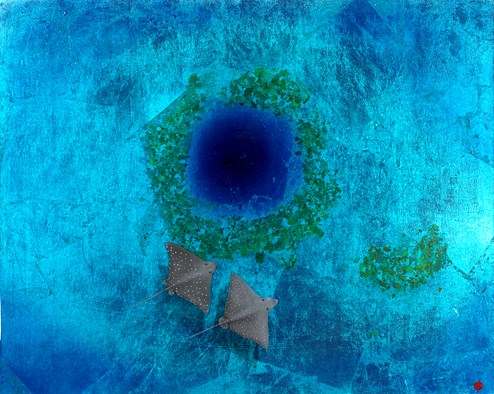 Blue Hole by Nick Oneill - Glazed Original Painting on Deep Box Board